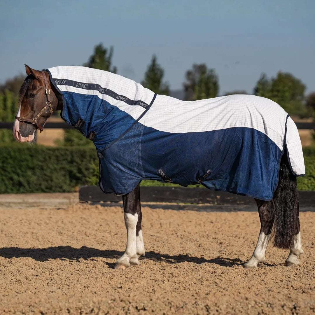 Brown horse in half cotton half mesh summer rug