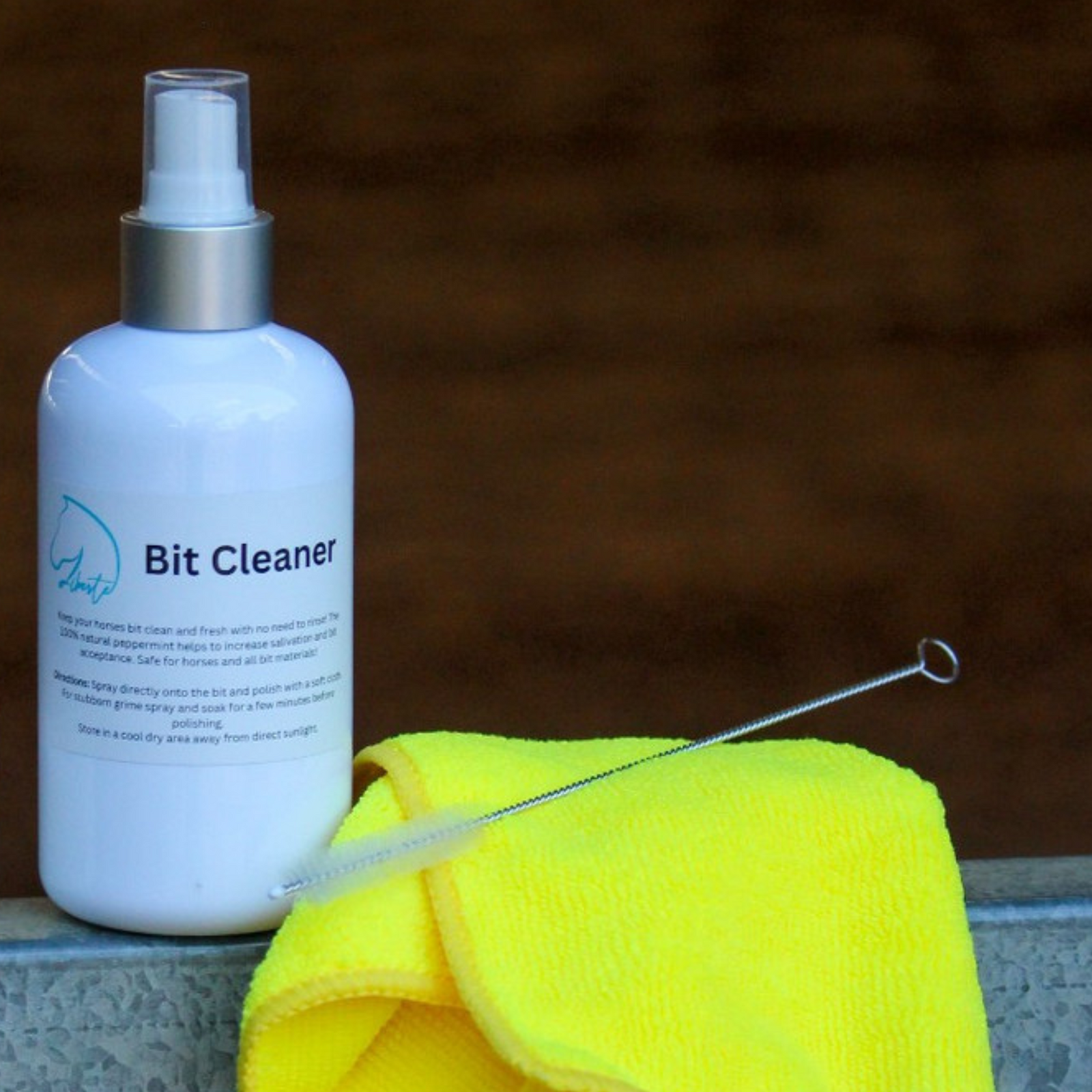 Bit cleaning spray, yellow cloth and small brush cleaner