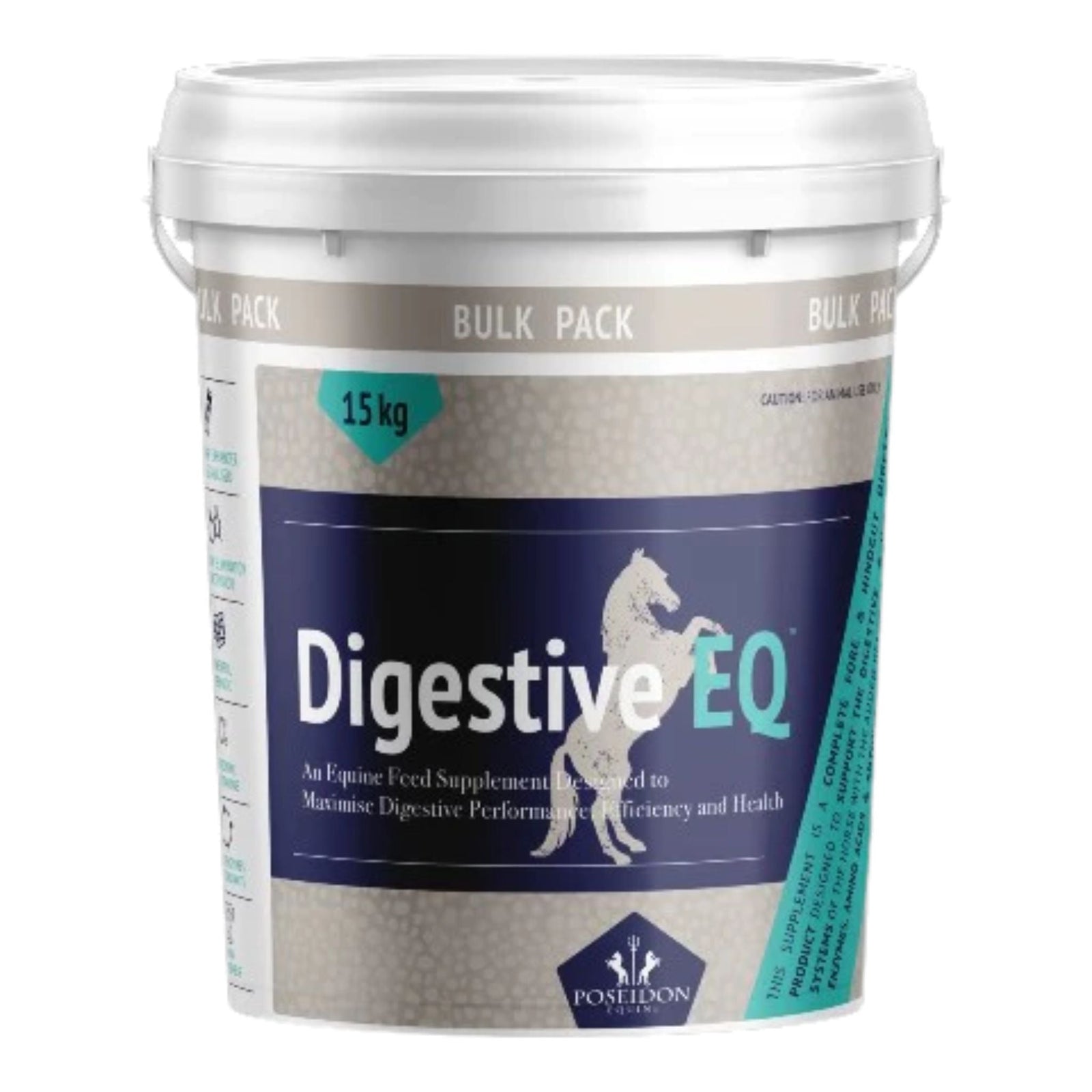 Large white bucket of Digestive EQ with sealed lid and handle.