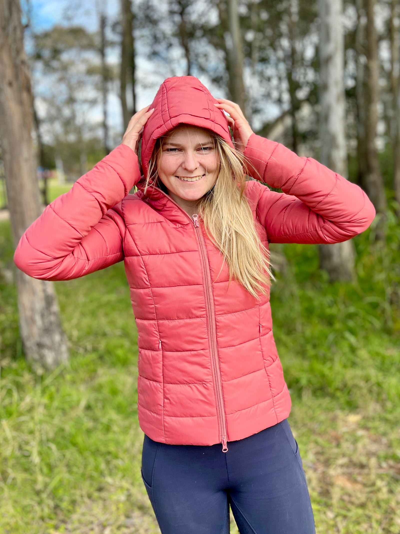 Peach coloured winter puffer jacket 