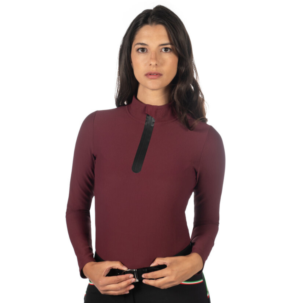 Deep bottle green (petrol) long sleeve winter riding top that is soft and breathable. Can also be used as a baselayer.