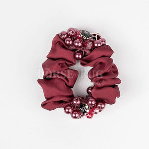 Satin Scrunchie with Sparkling Flowers and Pearls