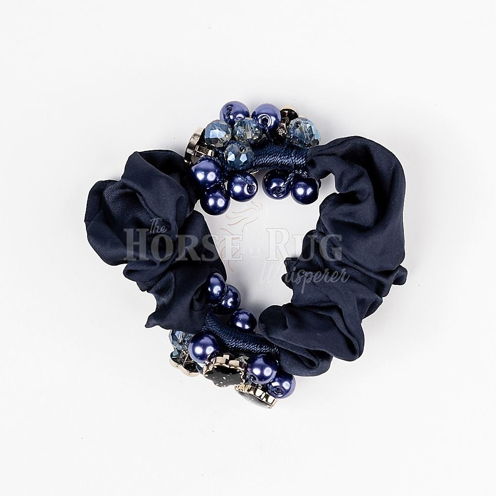 Satin Scrunchie with Sparkling Flowers and Pearls