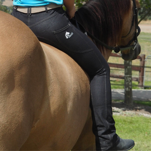 Black Bootleg Denim Riding Jeans