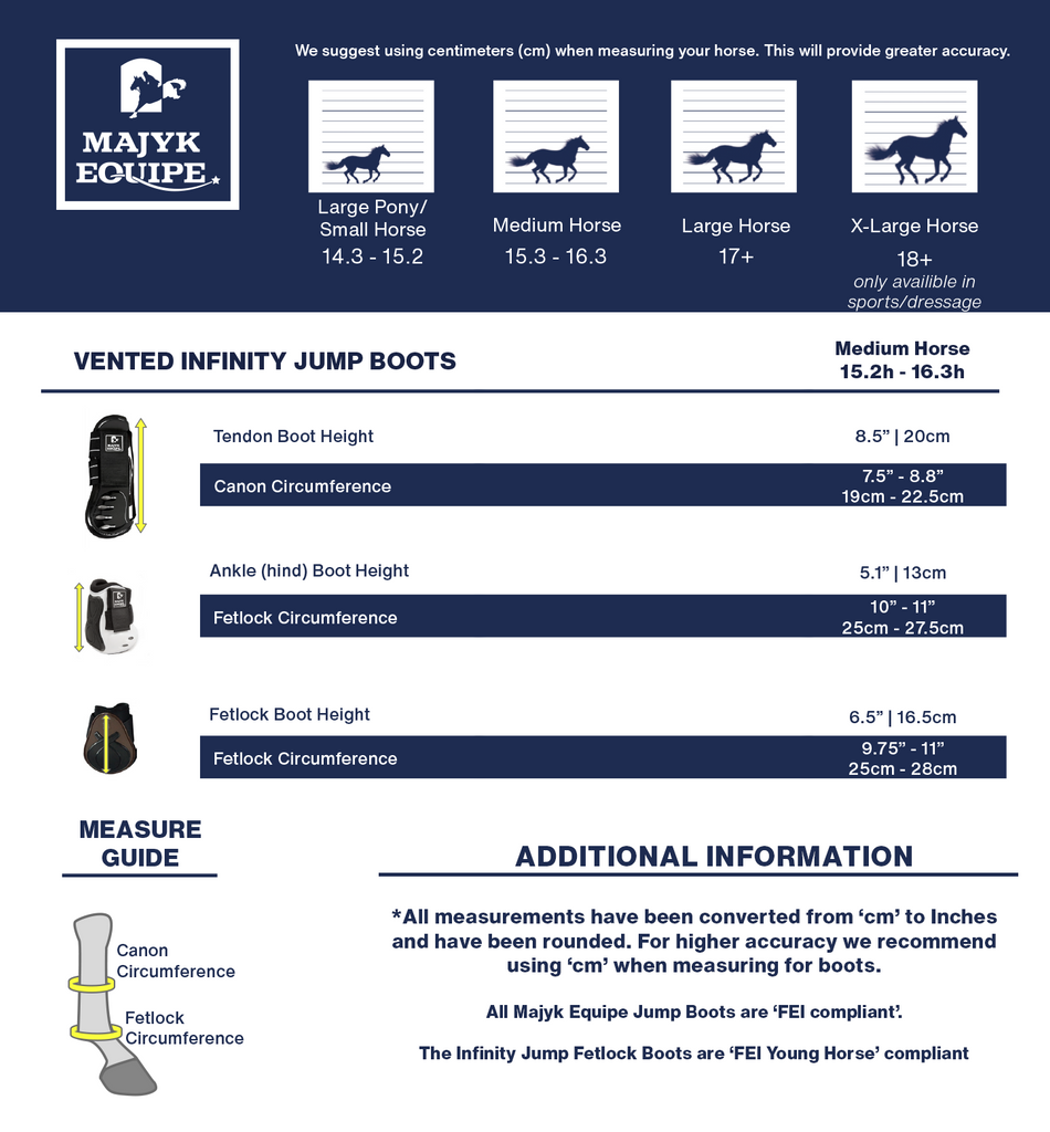 Infinity boots size chart